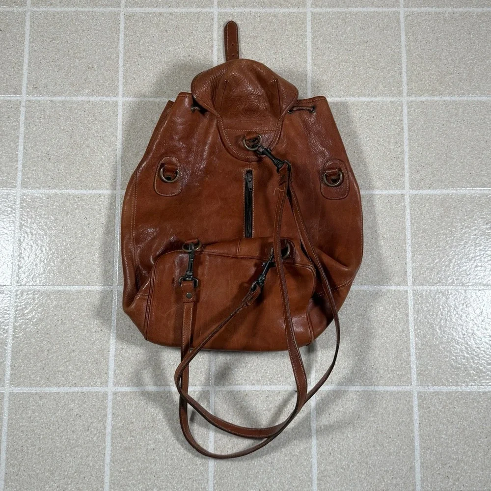 Vintage Bojola Firenze Leather Backpack Original Saddler Bag Made in Italy Brown